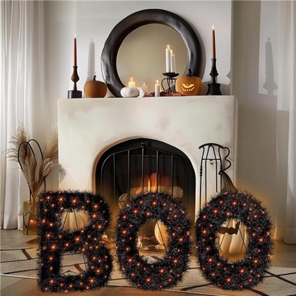 3 Piece Outdoor Boo Sign Halloween Decoration, Lighted Boo Yard Display Set - Picture 3 of 7